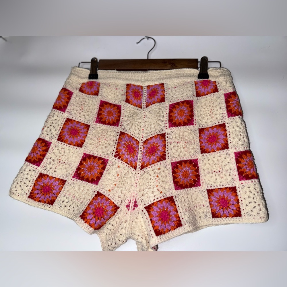 Chelsea & Violet Crochet Granny Square Shorts | Boho Festival | Retro Patchwork - Picture 4 of 8